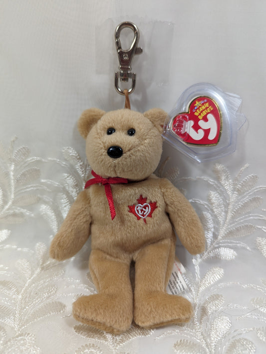 Ty Beanie Baby Clip - True The Canadian Bear (5in) Metal Keychain Clip - Vintage Beanies Canada
