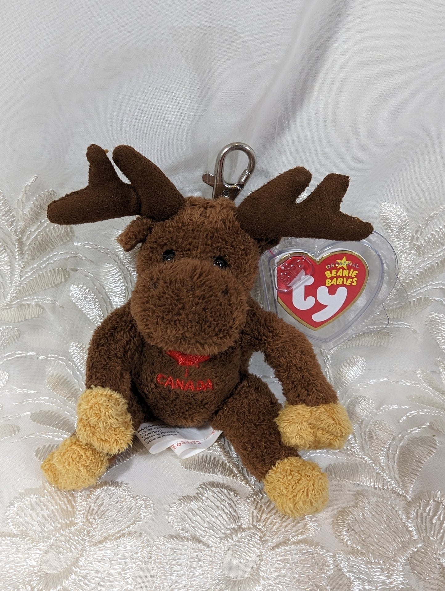 Ty Beanie Baby Clip - Villager The Canadian Moose (4.5in) Metal Keychain Clip - Vintage Beanies Canada