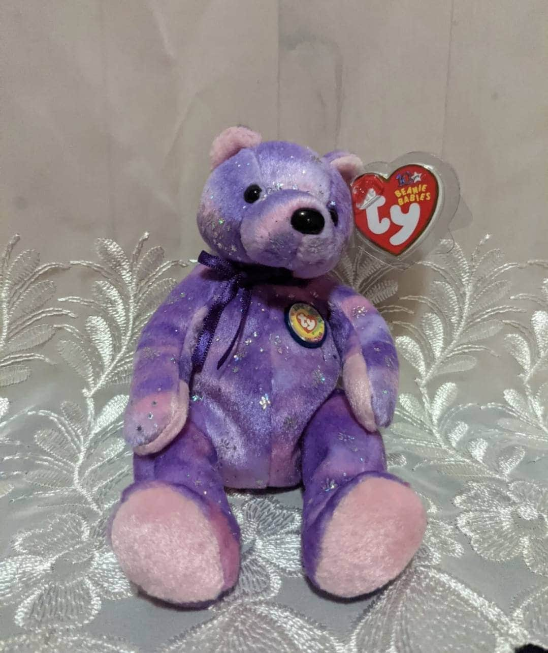 Ty Beanie Baby - Clubby VI The Purple Bear From 2003 - Beanie Baby Official Club (6in) - Vintage Beanies Canada