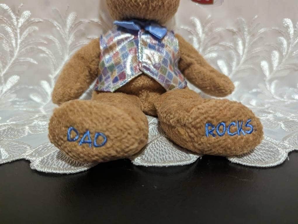 Ty Beanie Baby - Dad The Father's Day Teddy With Shiny Vest And Dad Rocks On Its Feet (8.5in) - Vintage Beanies Canada