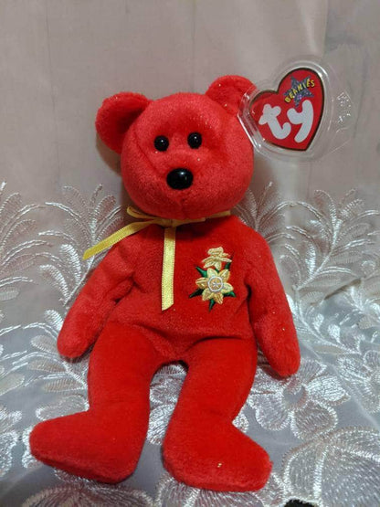 Ty Beanie Baby Daffodil The Red Bear - UK Exclusive (8.5in) - Vintage Beanies Canada