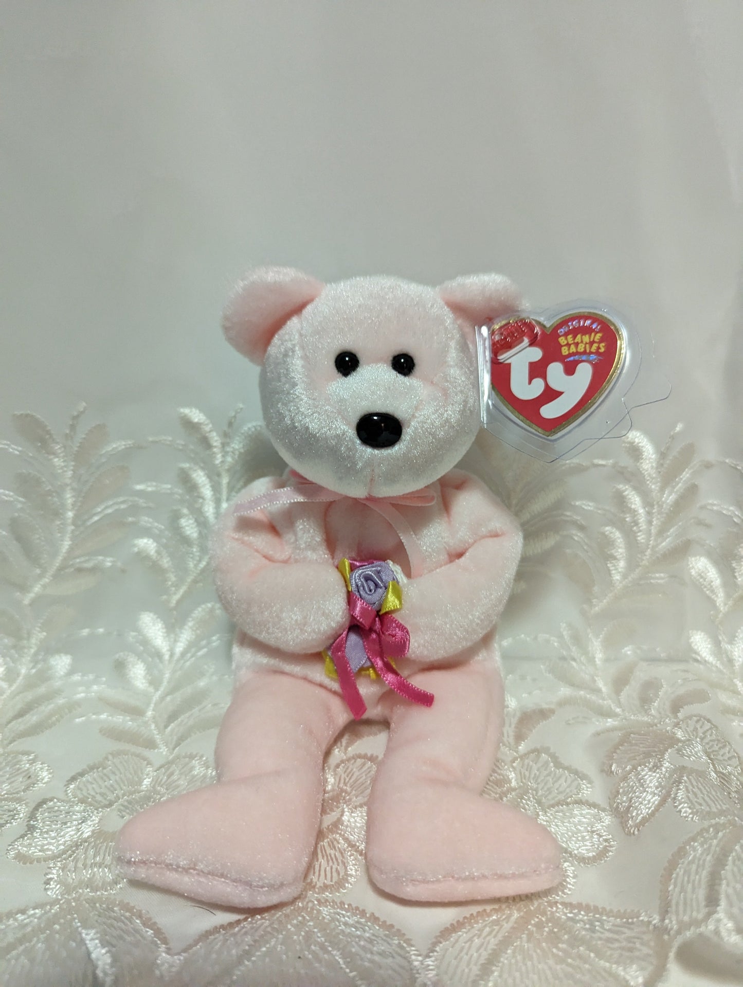 Ty Beanie Baby - Dear The Pink Bear With Rose (8.5in) - Vintage Beanies Canada