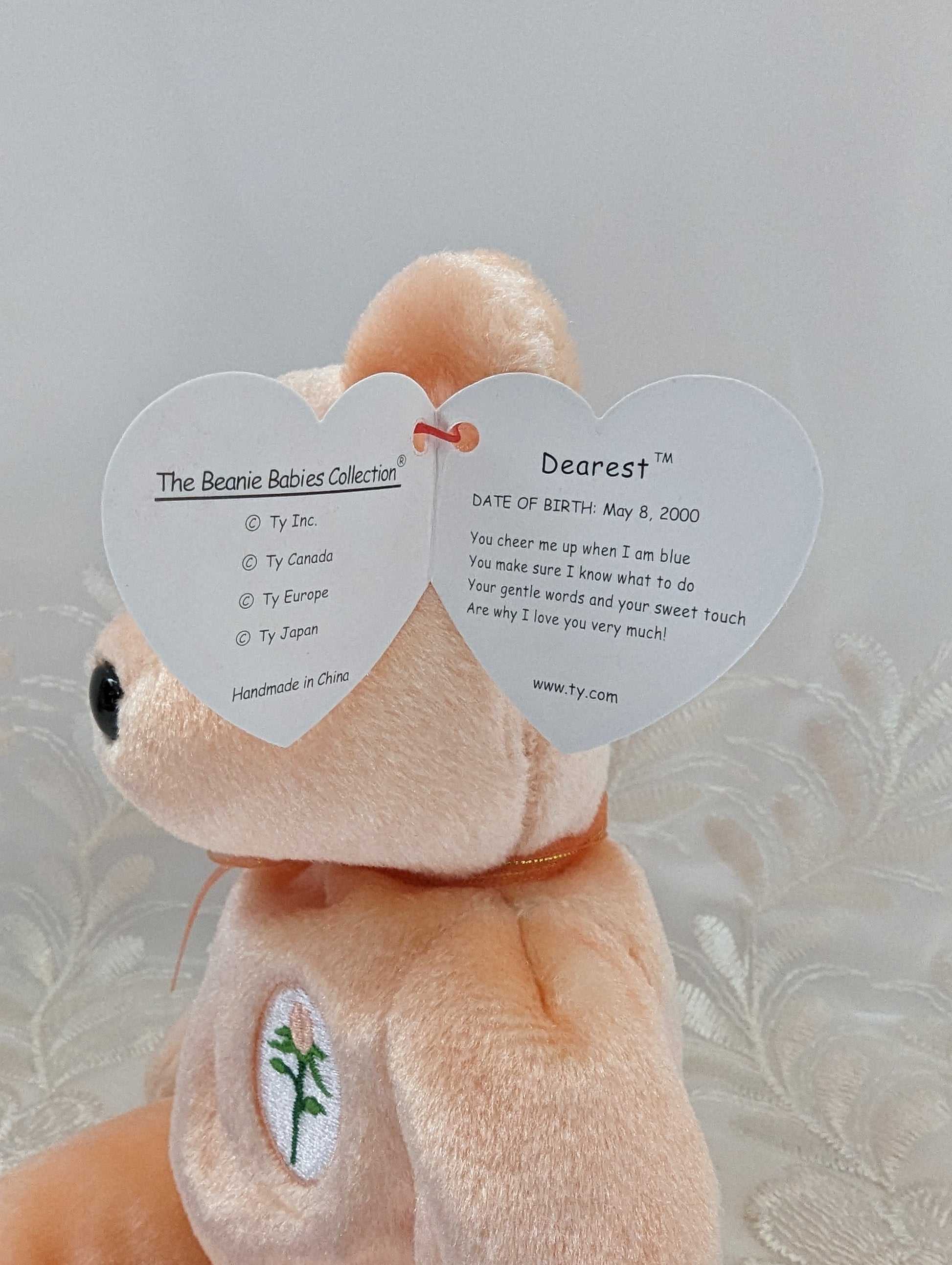 Ty Beanie Baby - Dearest The Peach Bear (8.5in) - Vintage Beanies Canada