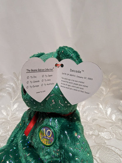 Ty Beanie Baby - Decade The Green Bear (8.5in) - Vintage Beanies Canada