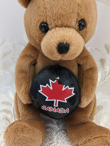 Ty Beanie Baby - Deke The Hockey Bear (6in) Non-mint Puck - Vintage Beanies Canada