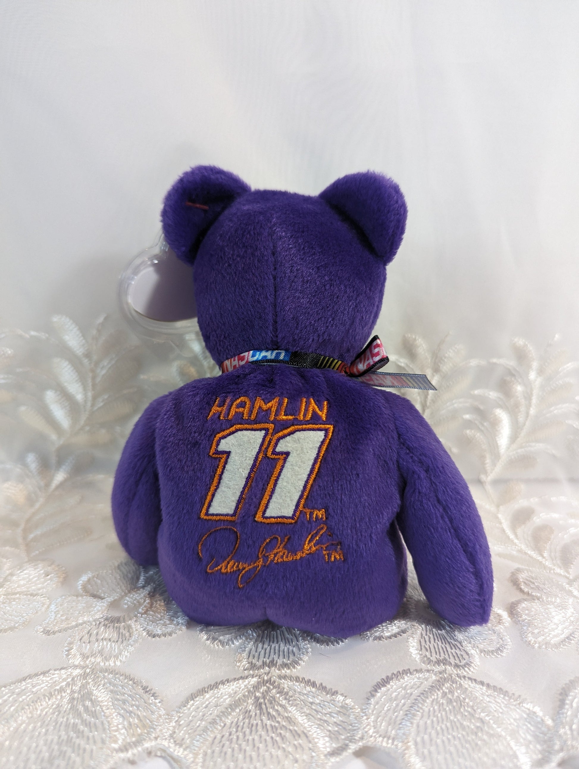 Ty Beanie Baby - Denny Hamlin #11 the Purple Nascar Bear (8.5 in) - Vintage Beanies Canada