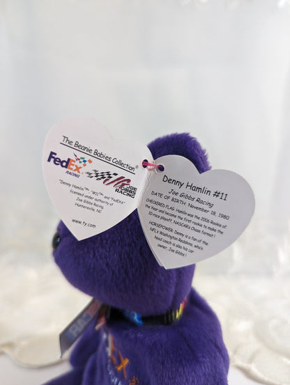 Ty Beanie Baby - Denny Hamlin #11 the Purple Nascar Bear (8.5 in) - Vintage Beanies Canada