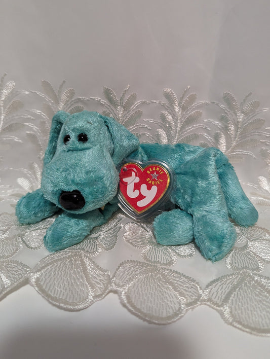 Ty Beanie Baby - Diddley The Green Dog (8in) - Vintage Beanies Canada