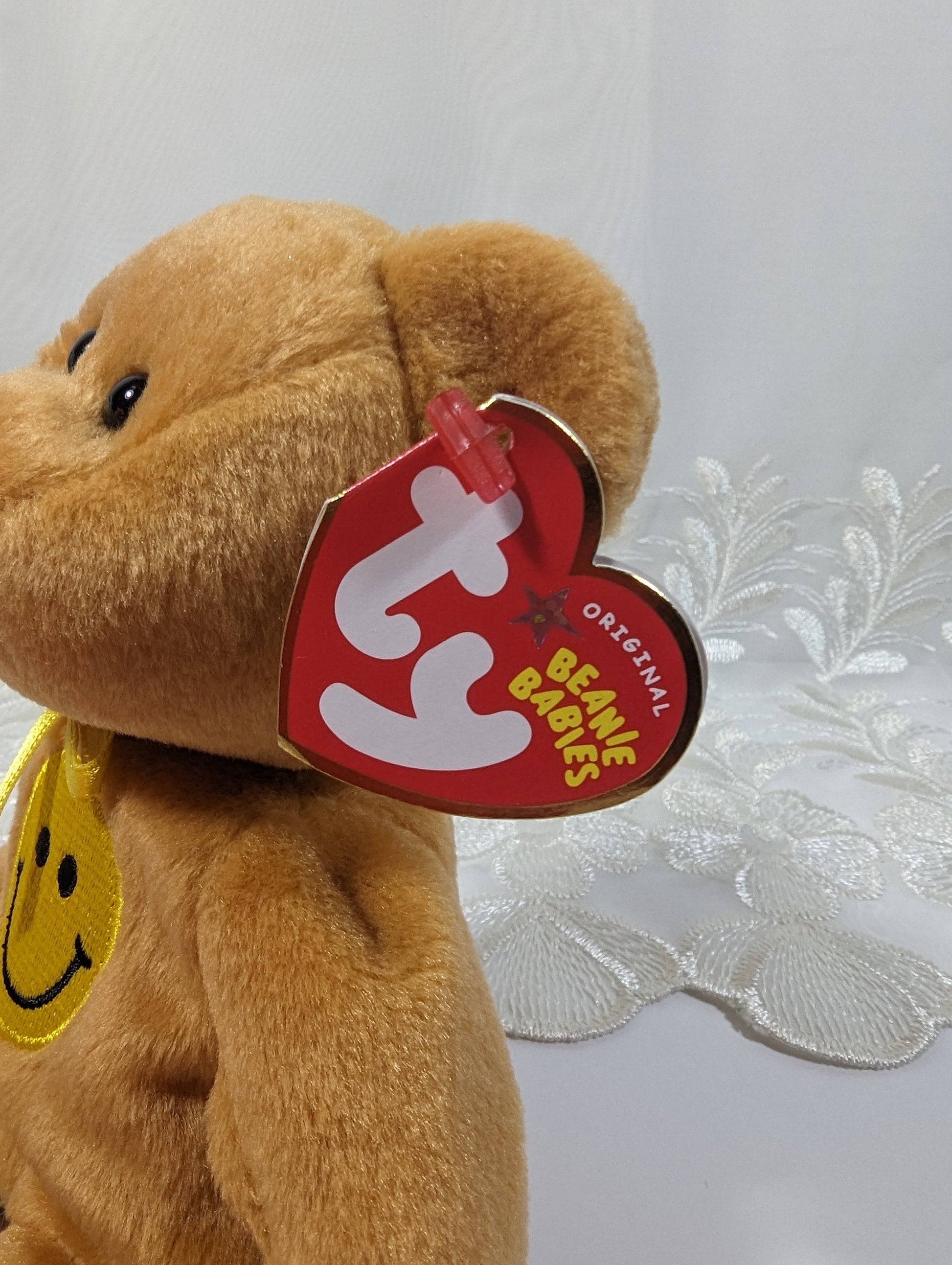 Ty Beanie Baby - Dimples the Bear with happy face (8.5in) *Rare* - Vintage Beanies Canada