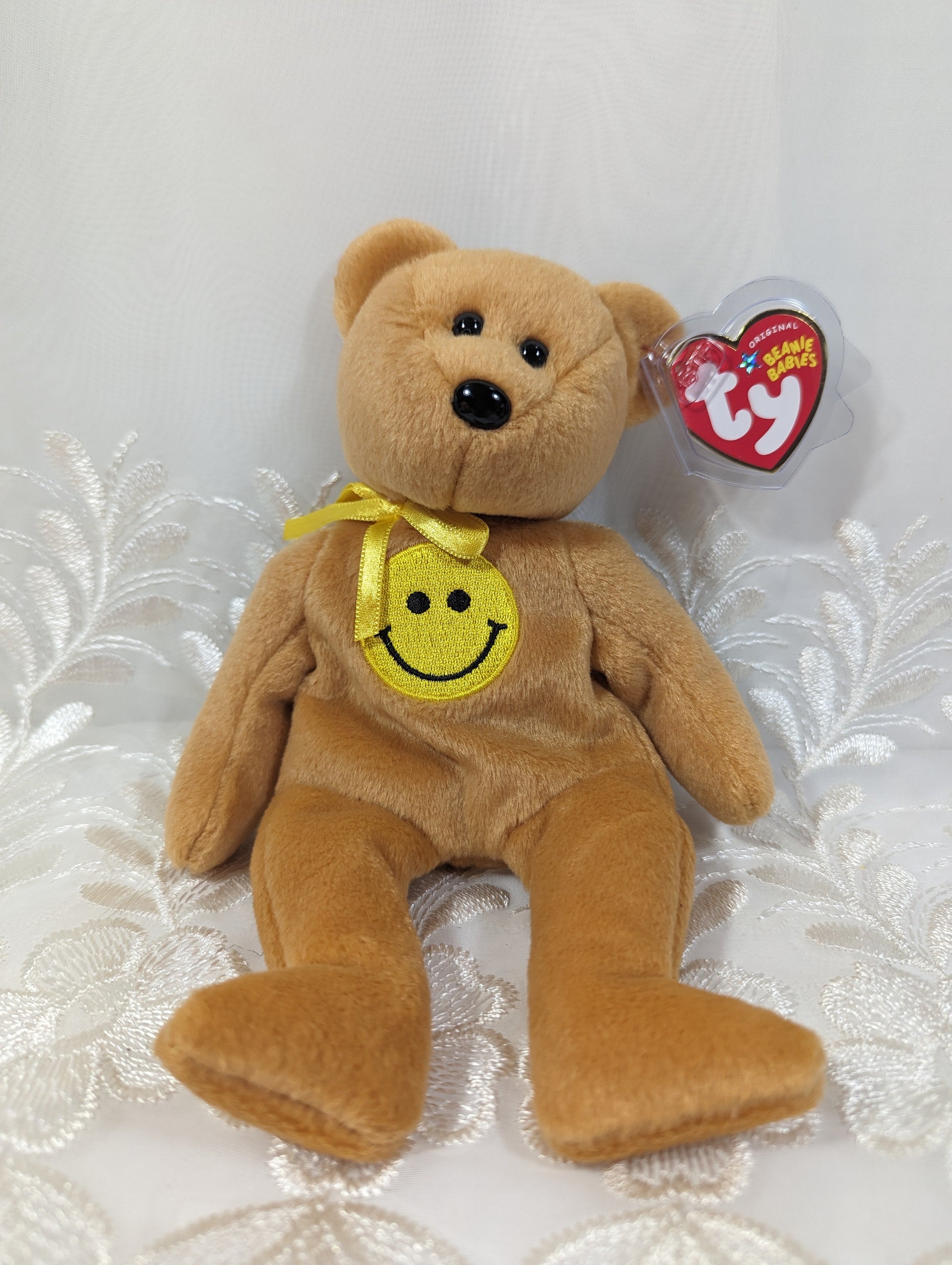 Ty Beanie Baby - Dimples the Bear with happy face (8.5in) *Rare* - Vintage Beanies Canada