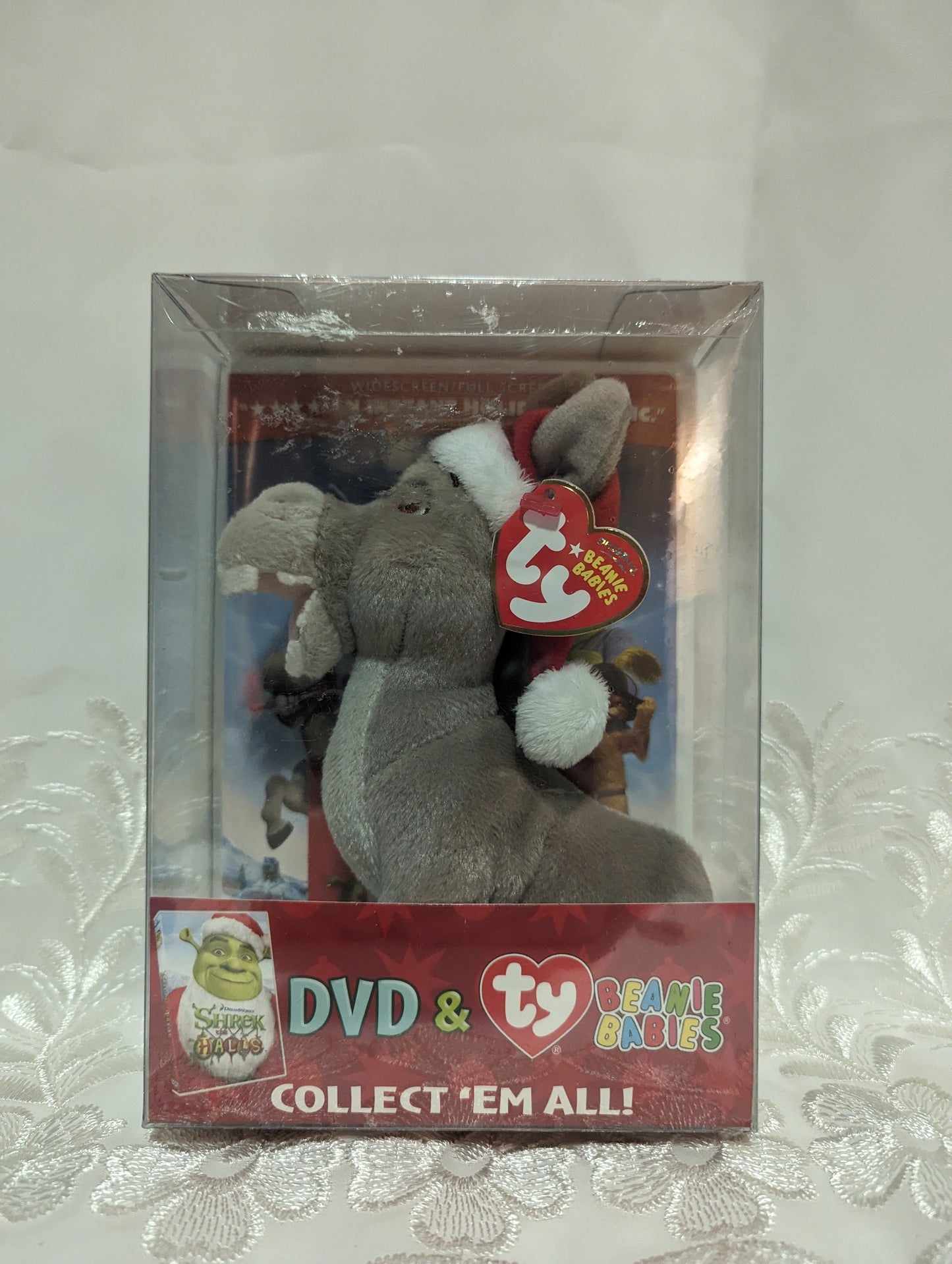 Ty Beanie Baby Donkey + Shrek The Halls DVD Set - BNIB *Very Rare* - Vintage Beanies Canada