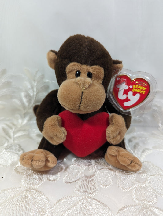 Ty Beanie Baby - D'vine The Monkey Holding A Heart (6in) - Vintage Beanies Canada