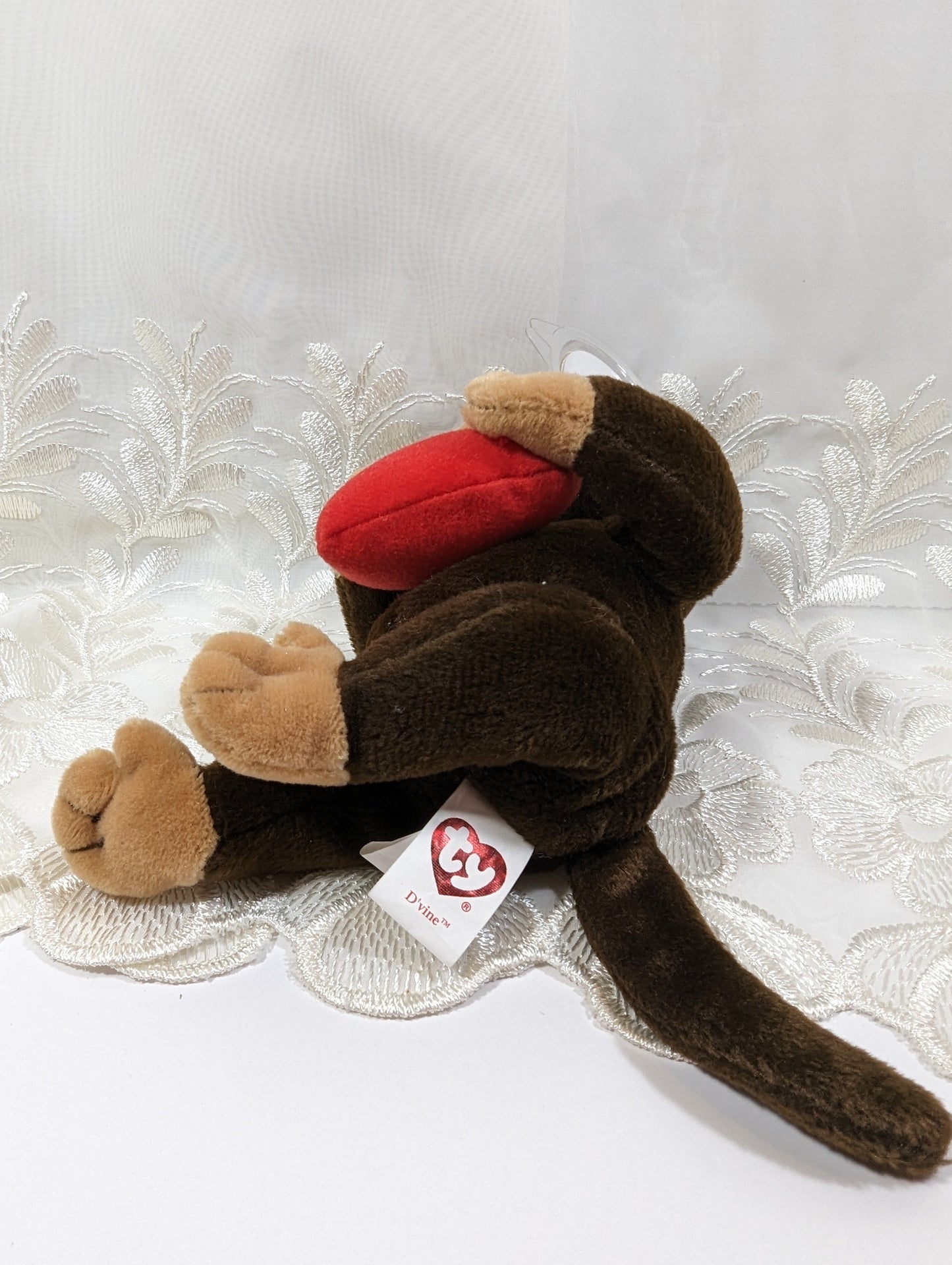 Ty Beanie Baby - D'vine The Monkey Holding A Heart (6in) - Vintage Beanies Canada