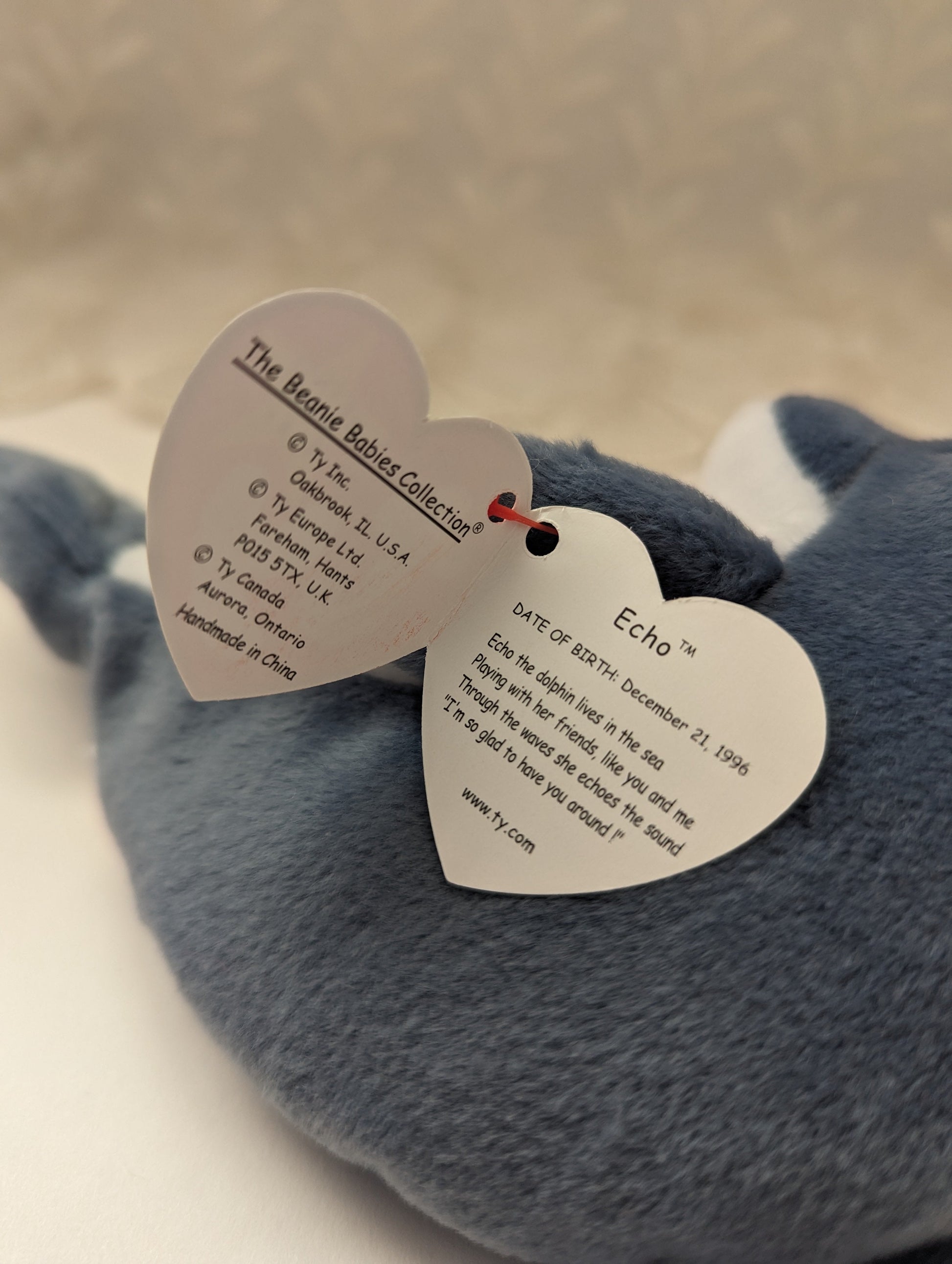 Ty Beanie Baby - Echo The Blue Dolphin (7in) - Vintage Beanies Canada