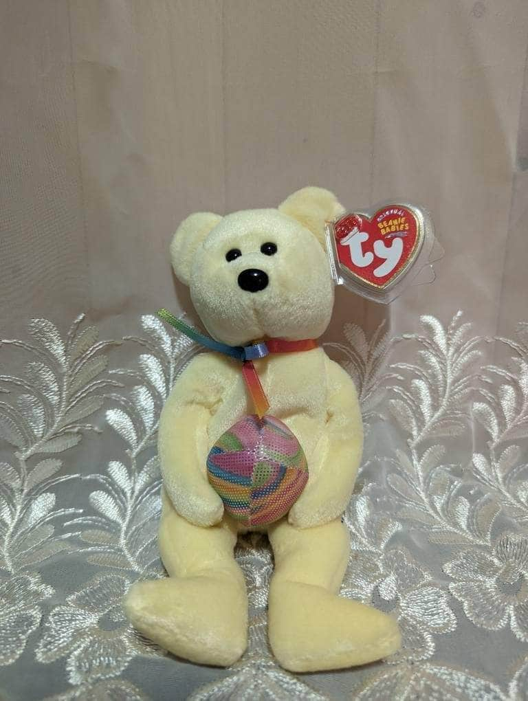 Ty Beanie Baby - Eggbeart The Yellow Bear Holding Easter Egg (8.5in) - Vintage Beanies Canada