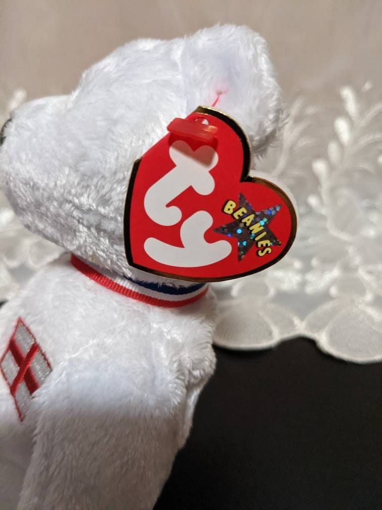 Ty Beanie Baby - England The White Bear - Near Mint *England exclusive* - Vintage Beanies Canada