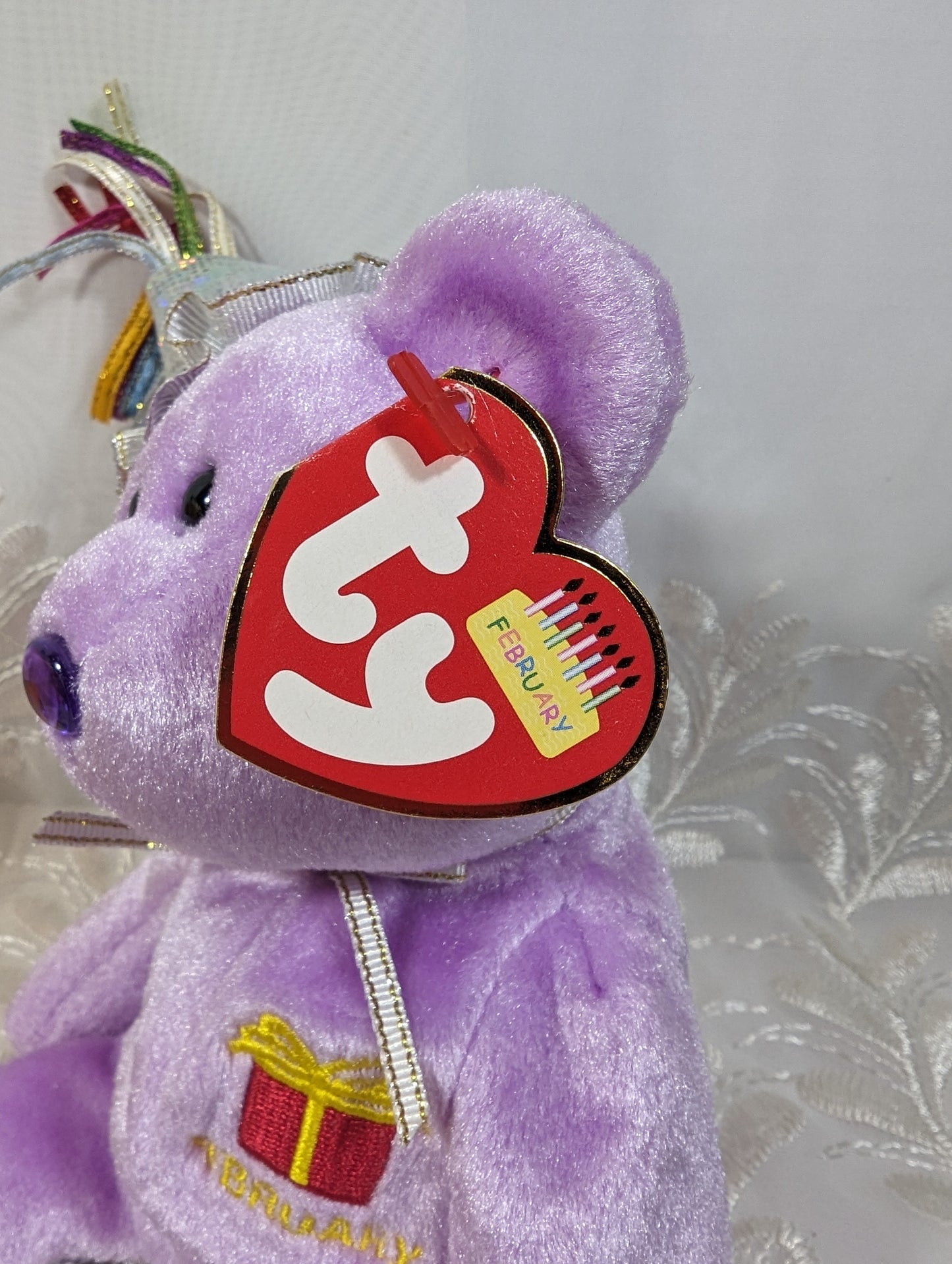 Ty Beanie Baby - February The Birthday Bear With Hat (8.5in) - Vintage Beanies Canada