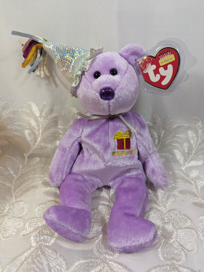 Ty Beanie Baby - February The Birthday Bear With Hat (8.5in) - Vintage Beanies Canada