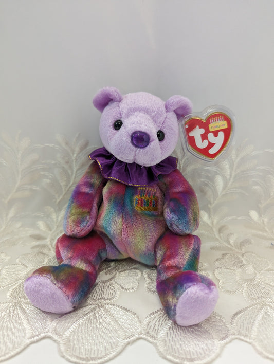 Ty Beanie Baby - February The Birthday Clown Bear (6in) - Vintage Beanies Canada