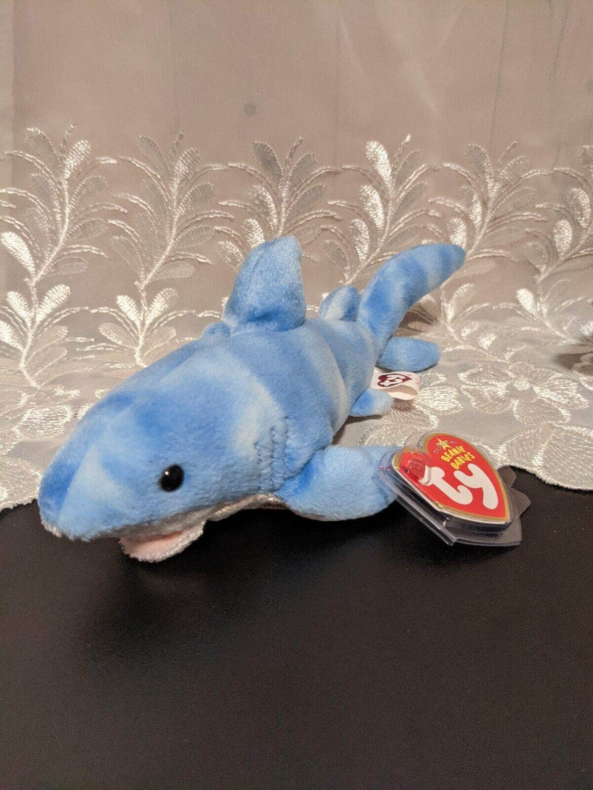 Ty Beanie Baby - Finn The Blue Shark - Limited Edition Ty Warner Sea Center (9in) - Vintage Beanies Canada