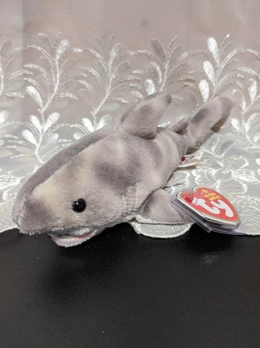 Ty Beanie Baby - Finn The Gray Shark (9in) - Vintage Beanies Canada