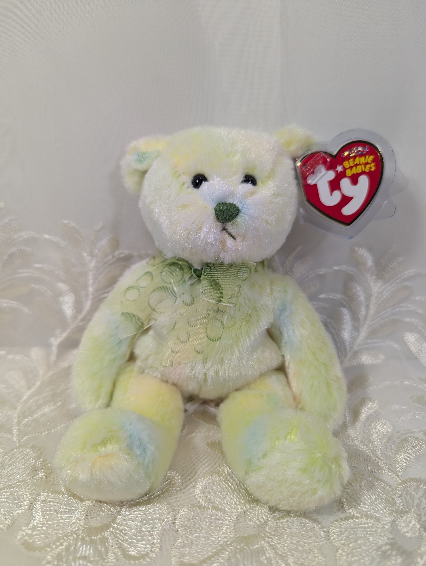 Ty Beanie Baby - Flora The Green Bear (7 in) - Vintage Beanies Canada