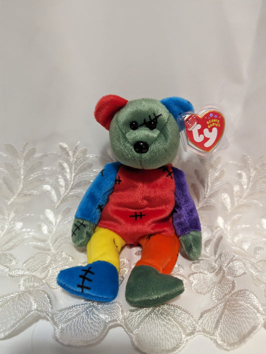 Ty Beanie Baby - Frankenteddy The Halloween Bear - Blue/Geeen Feet (8.5in) - Vintage Beanies Canada