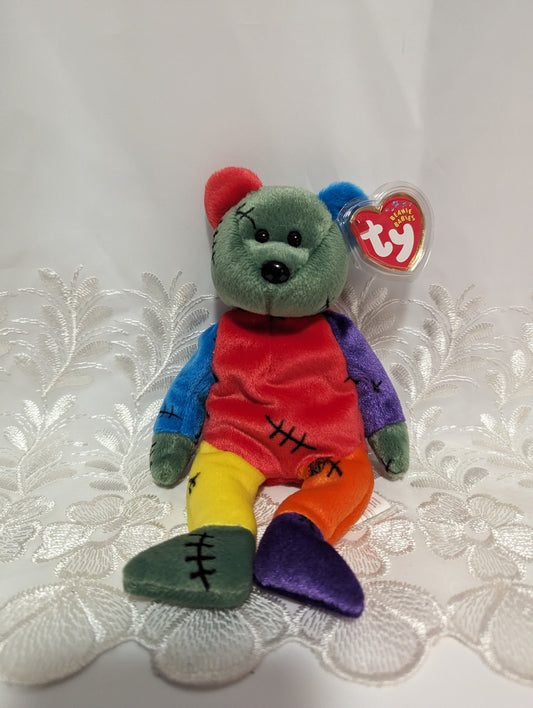 Ty Beanie Baby - Frankenteddy The Halloween Bear - Green/Purple Feet (8.5in) - Vintage Beanies Canada