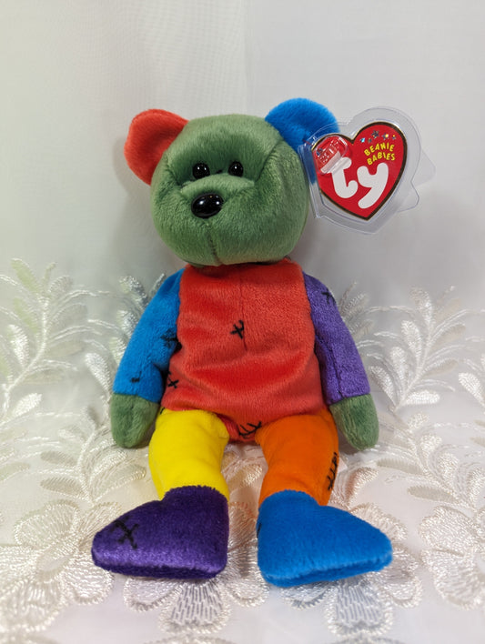 Ty Beanie Baby - Frankenteddy The Halloween Bear - Purple/Blue Feet (8.5in) - Vintage Beanies Canada