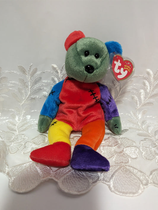 Ty Beanie Baby - Frankenteddy The Halloween Bear - Red/Purple Feet (8.5in) - Vintage Beanies Canada