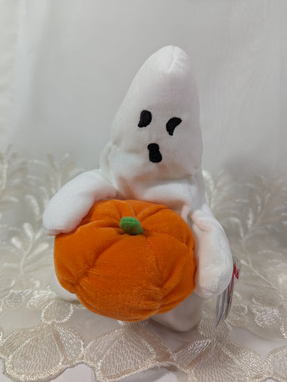 Ty Beanie Baby - Ghoul The Ghost Holding A Pumpkin (7in) - Vintage Beanies Canada