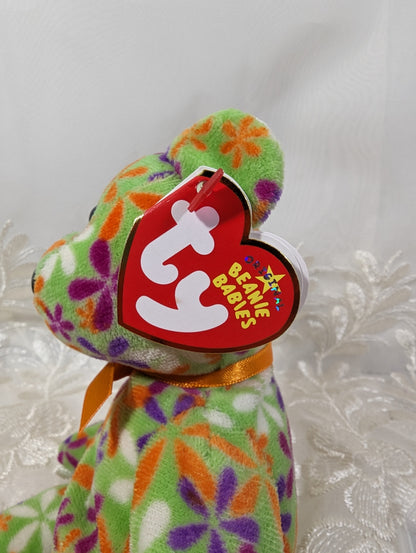 Ty Beanie Baby - Groovey The Green Floral Bear (8.5in) - Vintage Beanies Canada