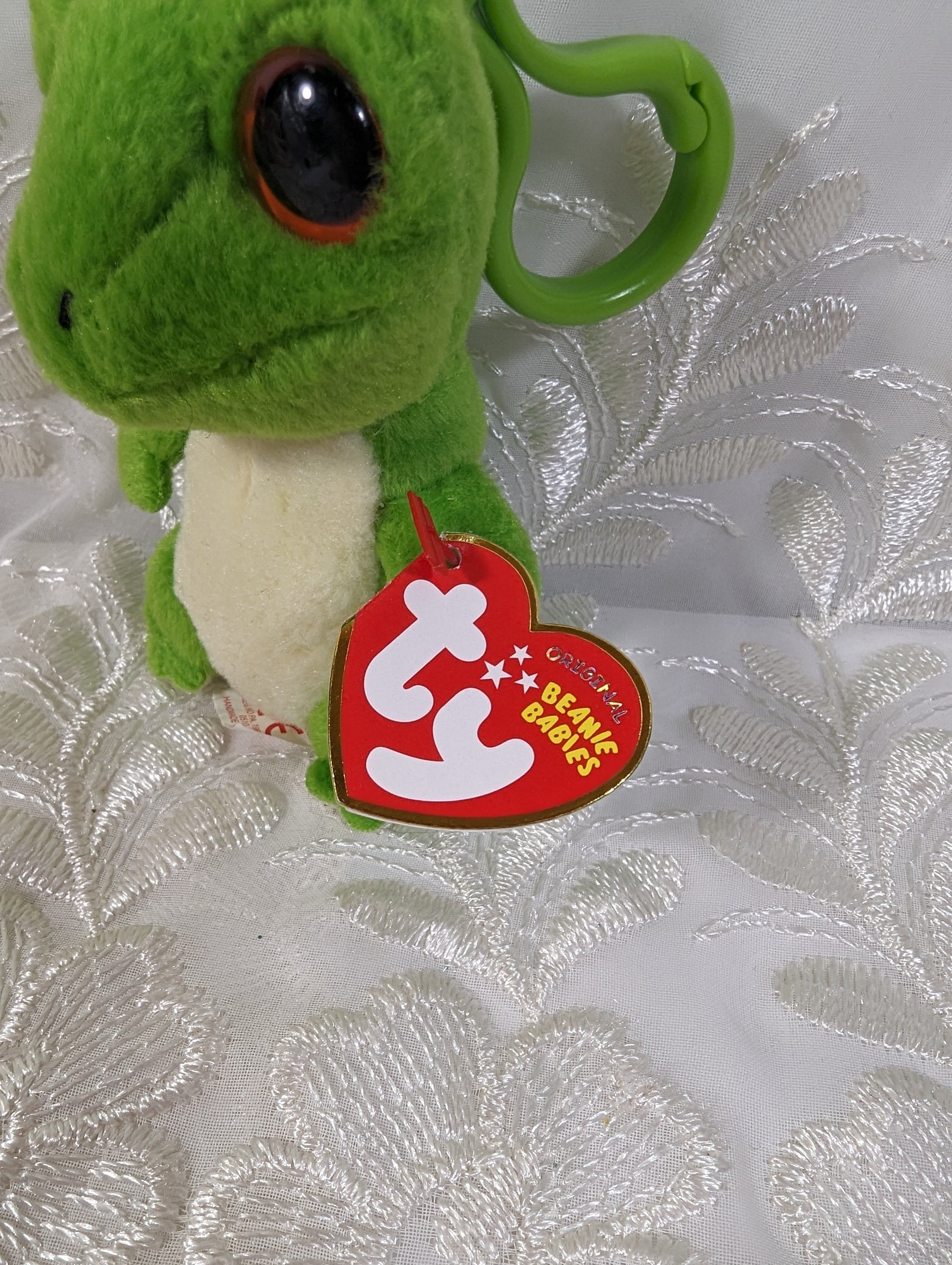 Ty Beanie Baby - Gus The Gecko (4in) Plastic Keychain Clip, Non - mint Tag - Vintage Beanies Canada