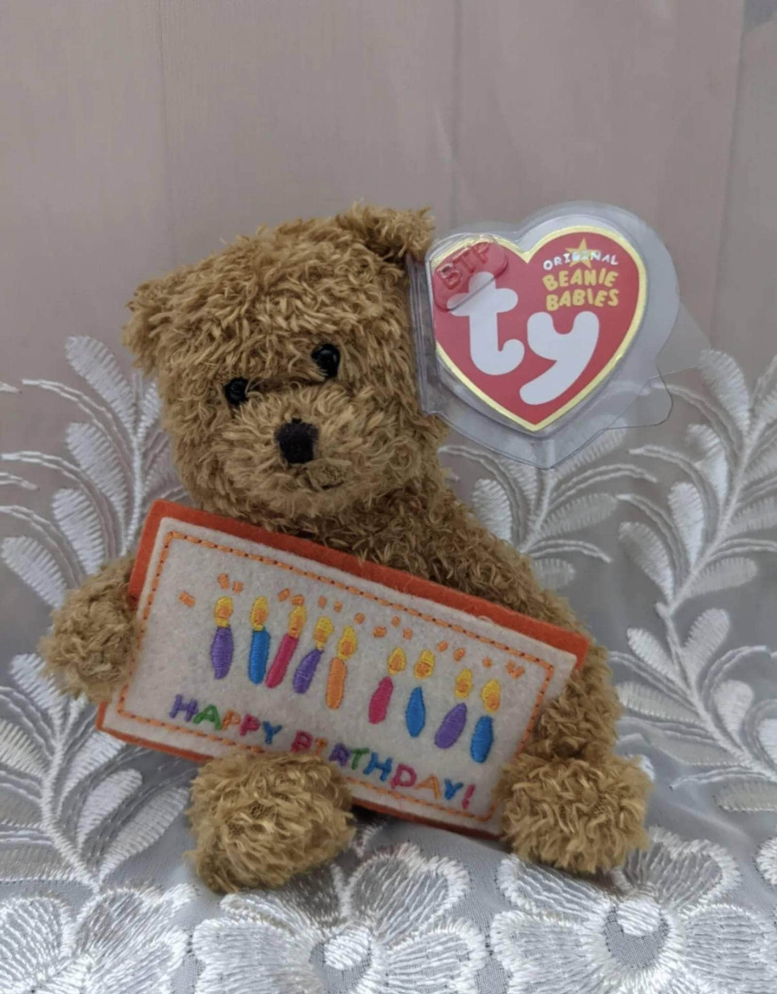 Ty Beanie Baby - Happy Birthday Bear With Sign Greetings Collection (4.5 in) - Vintage Beanies Canada