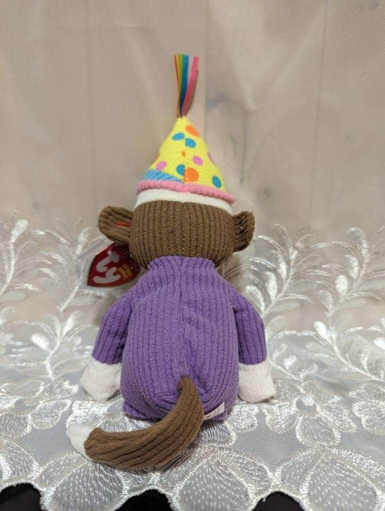 Ty Beanie Baby - Happy Birthday Sock Monkey (11in) - Vintage Beanies Canada