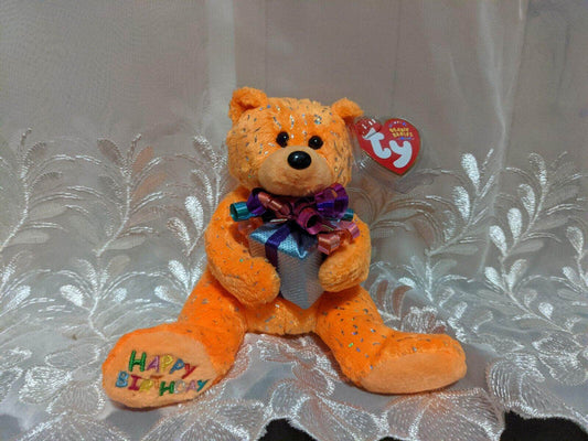 Ty Beanie Baby - Happy Birthday! The Bear Holding A Gift (6in) - Vintage Beanies Canada