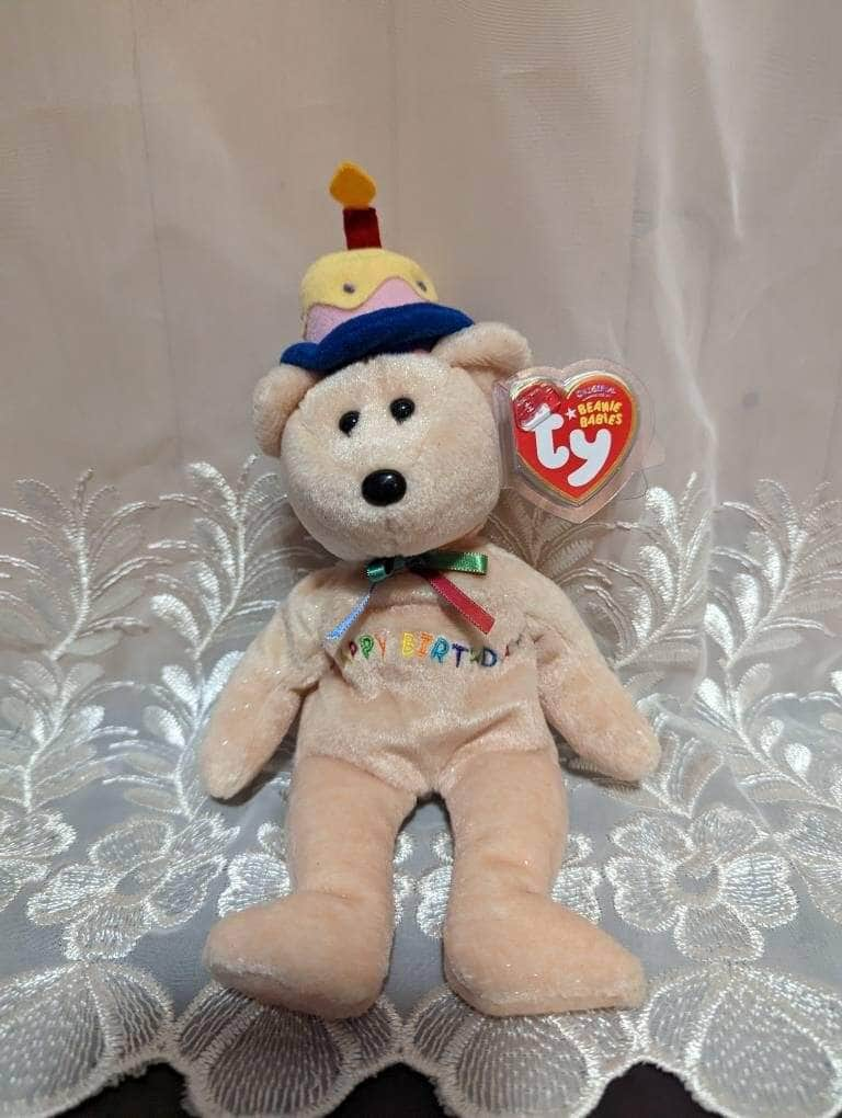 Ty Beanie Baby - Happy Birthday The Bear With Cake On Its Hat. (10in) - Vintage Beanies Canada