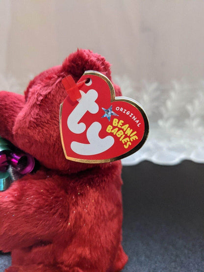 Ty Beanie Baby - Happy Birthday The Red Bear Holding A Present (5in) - Vintage Beanies Canada