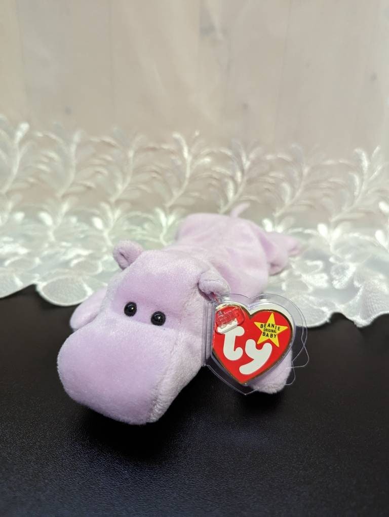 Ty Beanie Baby - Happy The Purple Hippo (8in) - Vintage Beanies Canada