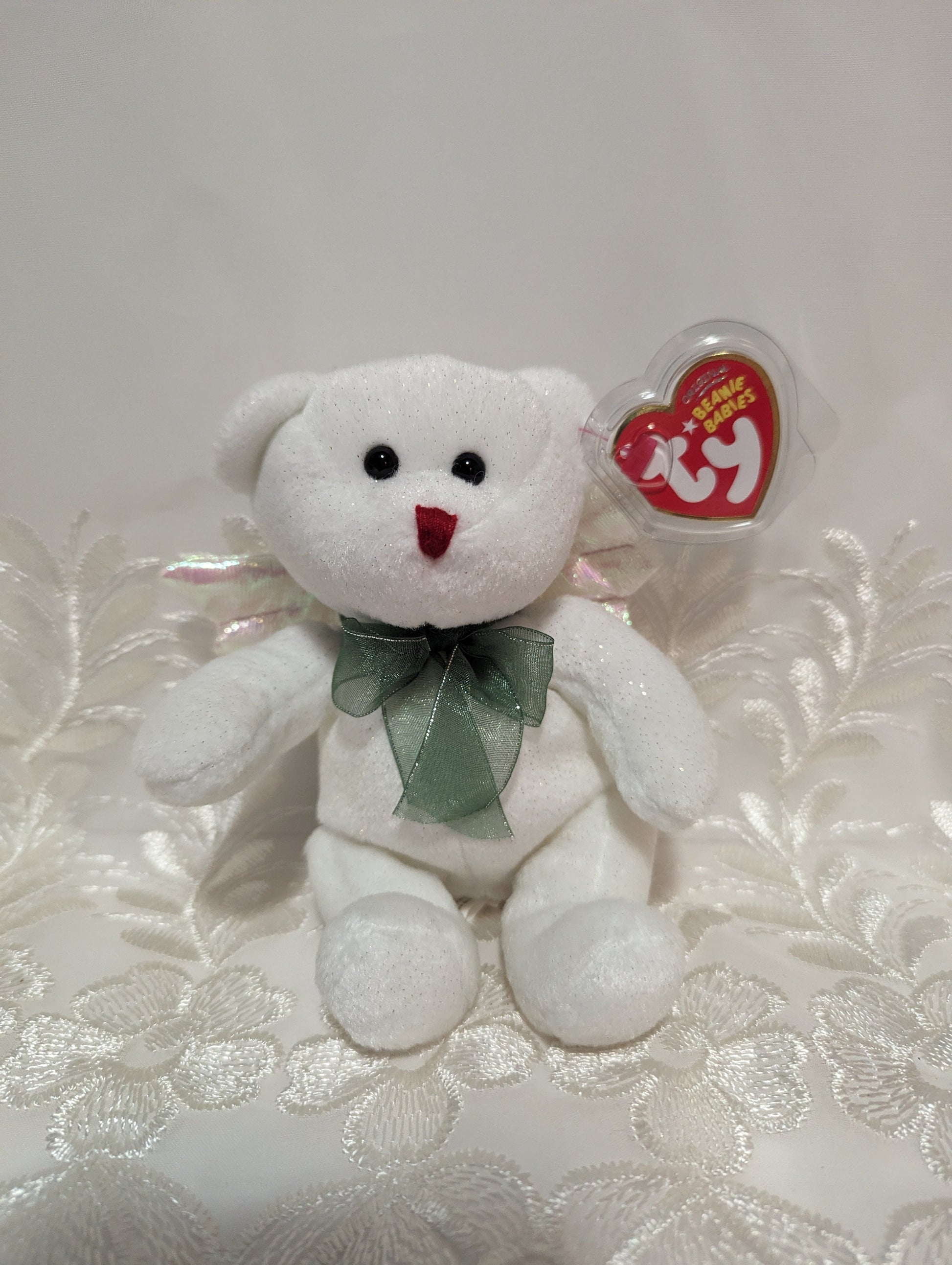 Ty Beanie Baby - Hark The White Angel Christmas Bear (7in) - Vintage Beanies Canada