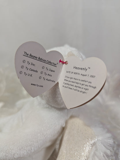 Ty Beanie Baby - Heavenly The Angel Bear (7in) Non - mint Tags - Vintage Beanies Canada