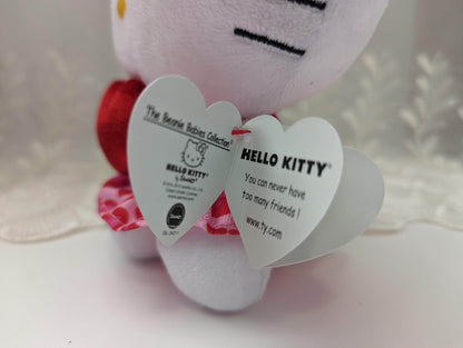 Ty Beanie Baby - Hello Kitty In Pink Heart Covered Dress Holding A Heart (6in) Creased Hang Tag - Vintage Beanies Canada