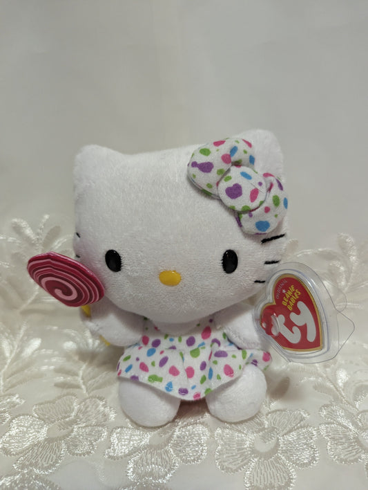 TY Beanie Baby - Hello Kitty In Polkadot Dress Holding Lollipop (6in) - Vintage Beanies Canada