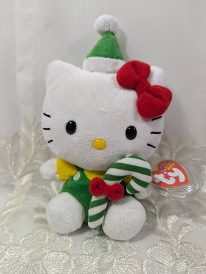 Ty Beanie Baby - Hello Kitty with Green Candy Cane (6in) - Vintage Beanies Canada