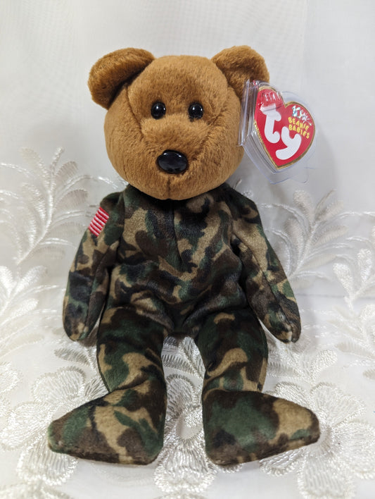 Ty Beanie Baby - Hero The USA Military Bear (8.5in) Flag On Arm - Vintage Beanies Canada