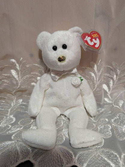 Ty Beanie Baby - His The White Wedding Groom Bear (8.5in) - Vintage Beanies Canada