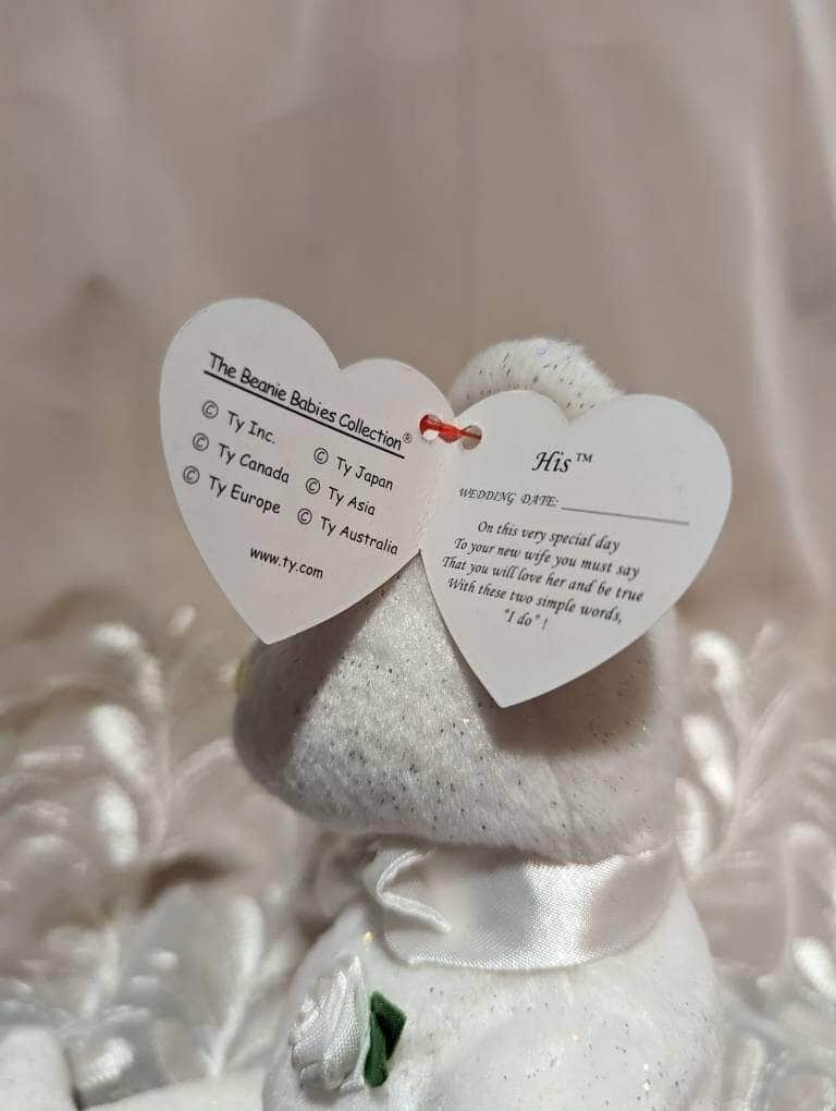 Ty Beanie Baby - His The White Wedding Groom Bear (8.5in) - Vintage Beanies Canada