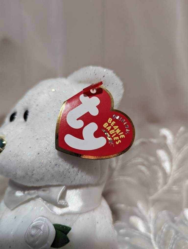 Ty Beanie Baby - His The White Wedding Groom Bear (8.5in) - Vintage Beanies Canada