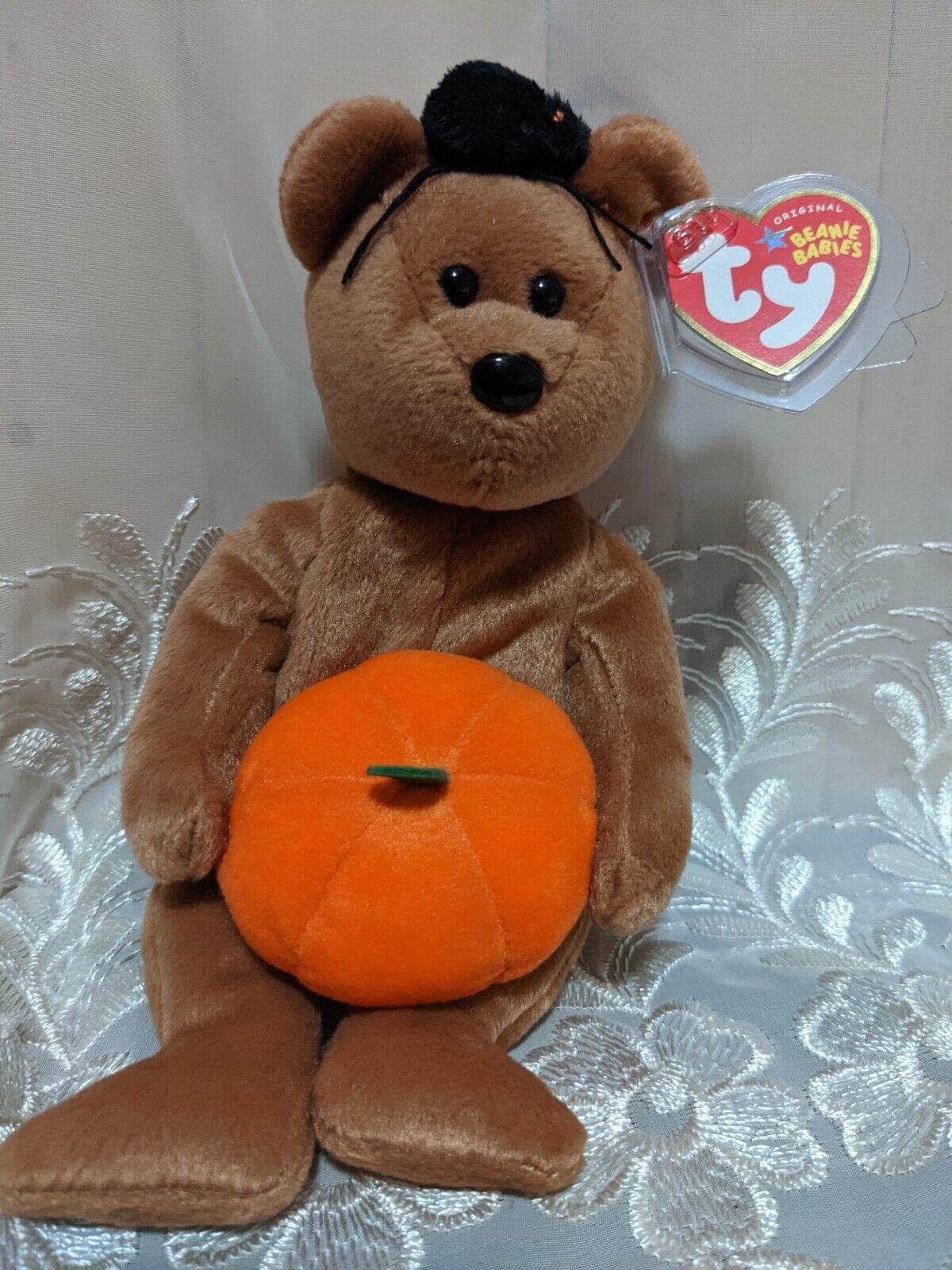 Ty Beanie Baby - Hocus The Halloween Bear With Pumpkin (8.5in) Near mint - Vintage Beanies Canada