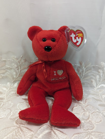 Ty Beanie Baby - I Love Wisconsin The Red Bear (8.5in) - Vintage Beanies Canada